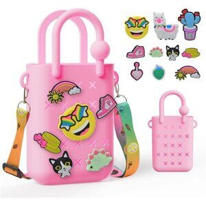 Mini silicone beach bag waterproof tote cute handbag with charms for girls kids